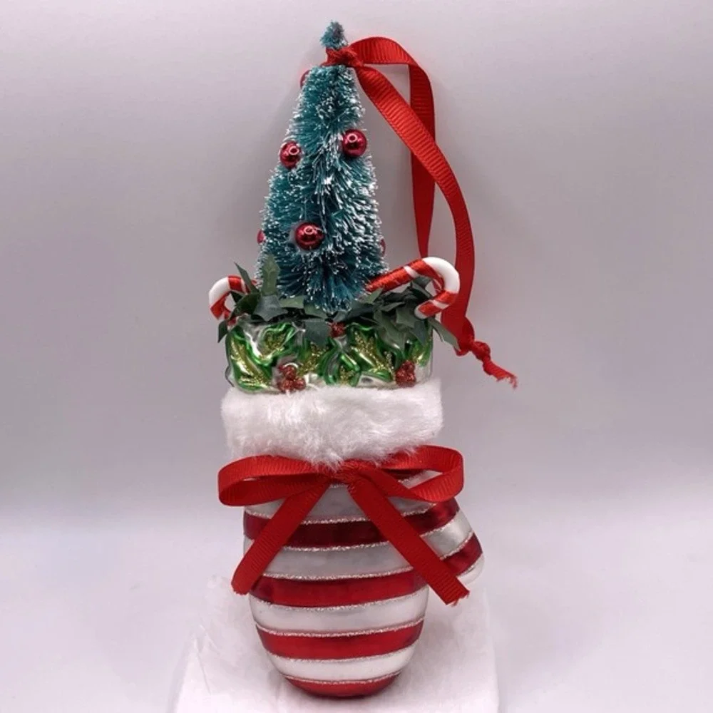 Glass Mitten Christmas Ornament 7.5